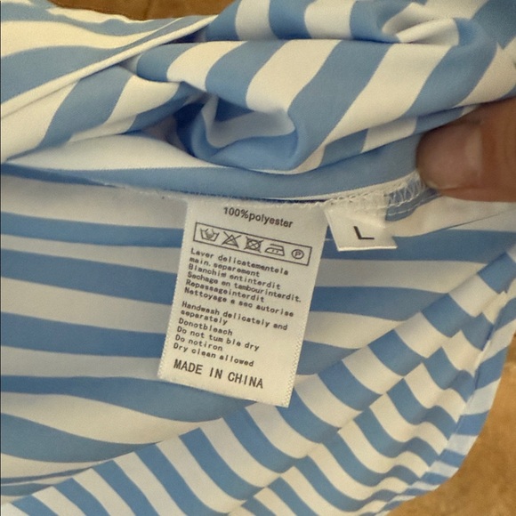 Not authentic- Blue and White Striped Button Down Shirt - Picture 3 of 4